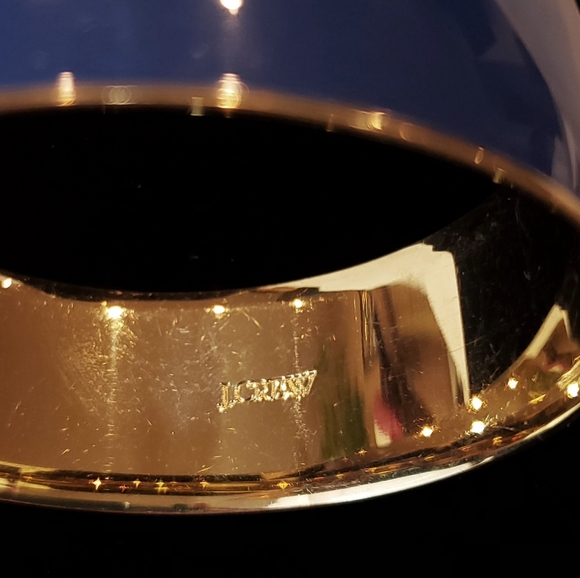 J Crew Blue Enamel and Gold Tone Bangle Classic - Picture 3 of 8